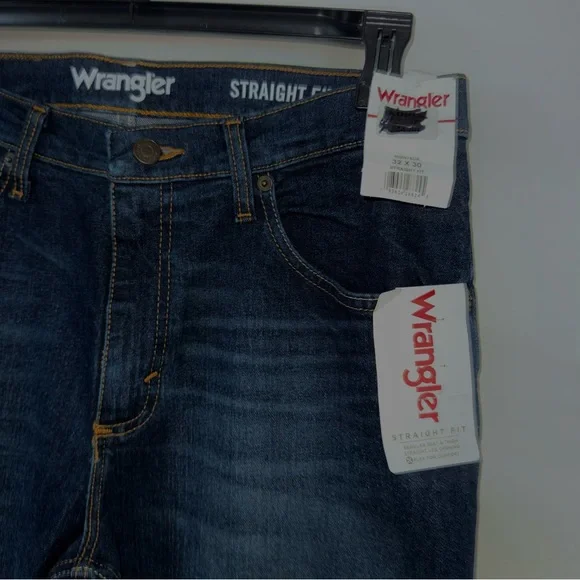 Wrangler men's jeans 32x33 . Dark wash, blue, straight fit, cotton, 5 pocket - Picture 7 of 9